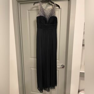 Navy sequined floor length gown